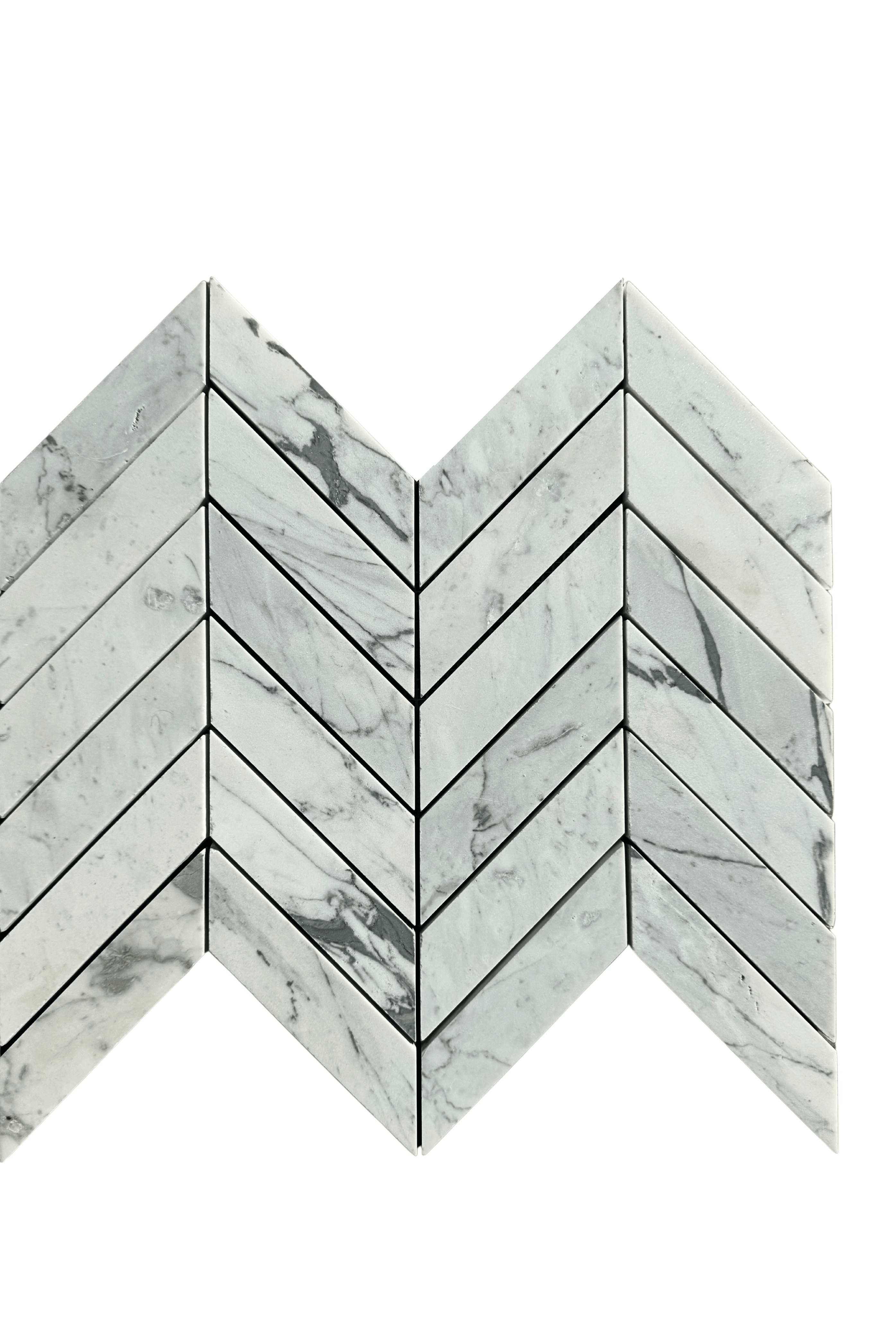 Carrara Chevron Honed White Marble Mosaic Tile For Walls & Floors-Sample
