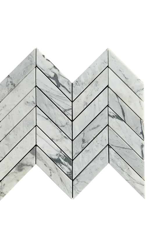 Carrara Chevron Honed White Marble Mosaic Tile For Walls & Floors