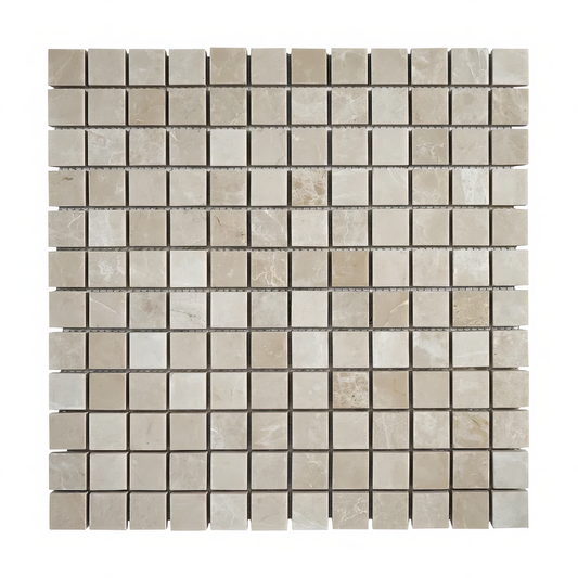 Crema Marfil 1x1 Honed Beige Marble Mosaic Tile For Walls & Floors