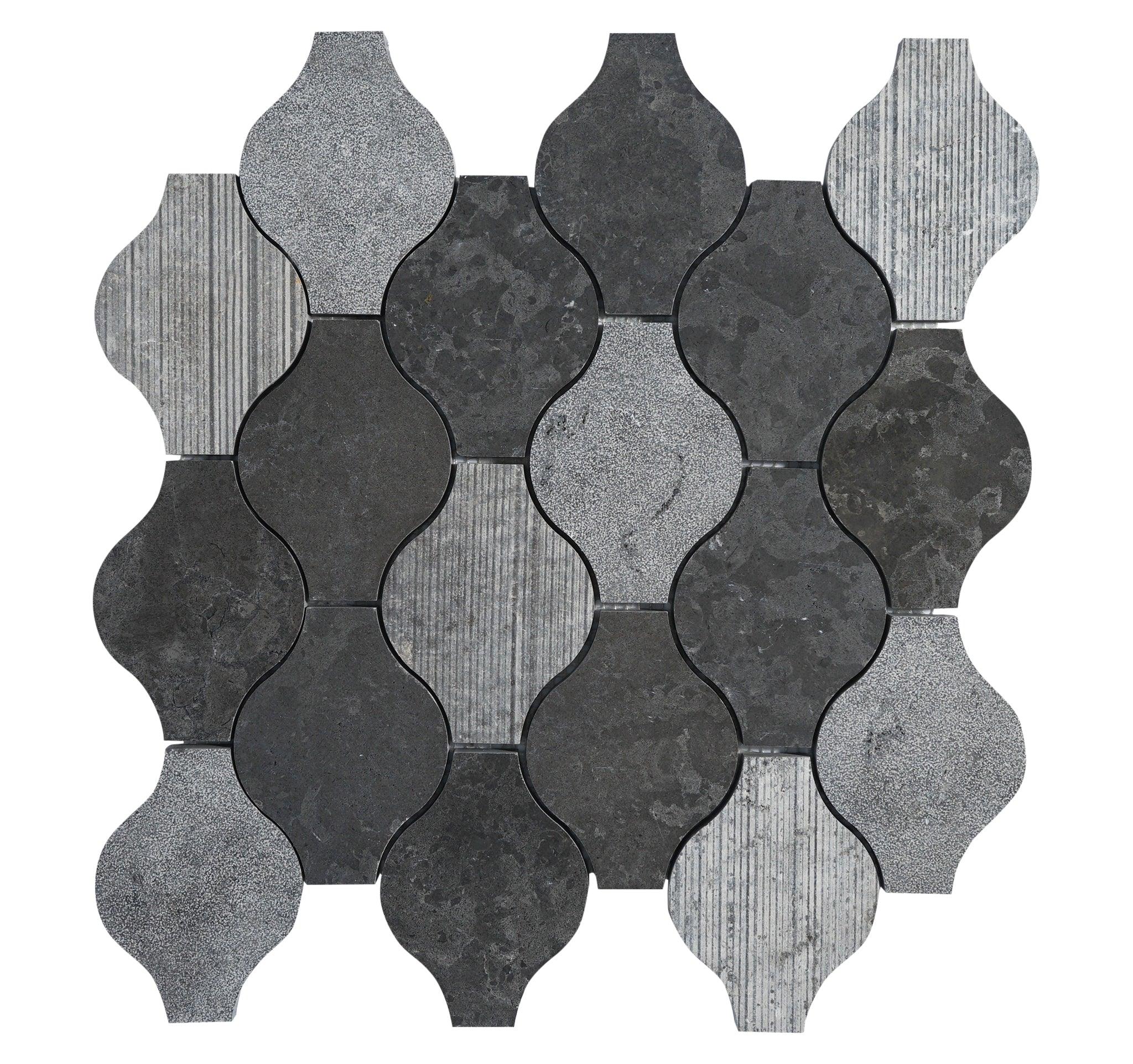 Ornament Milly Gray Limestone Mosaic Tile For Walls & Floors-Sample