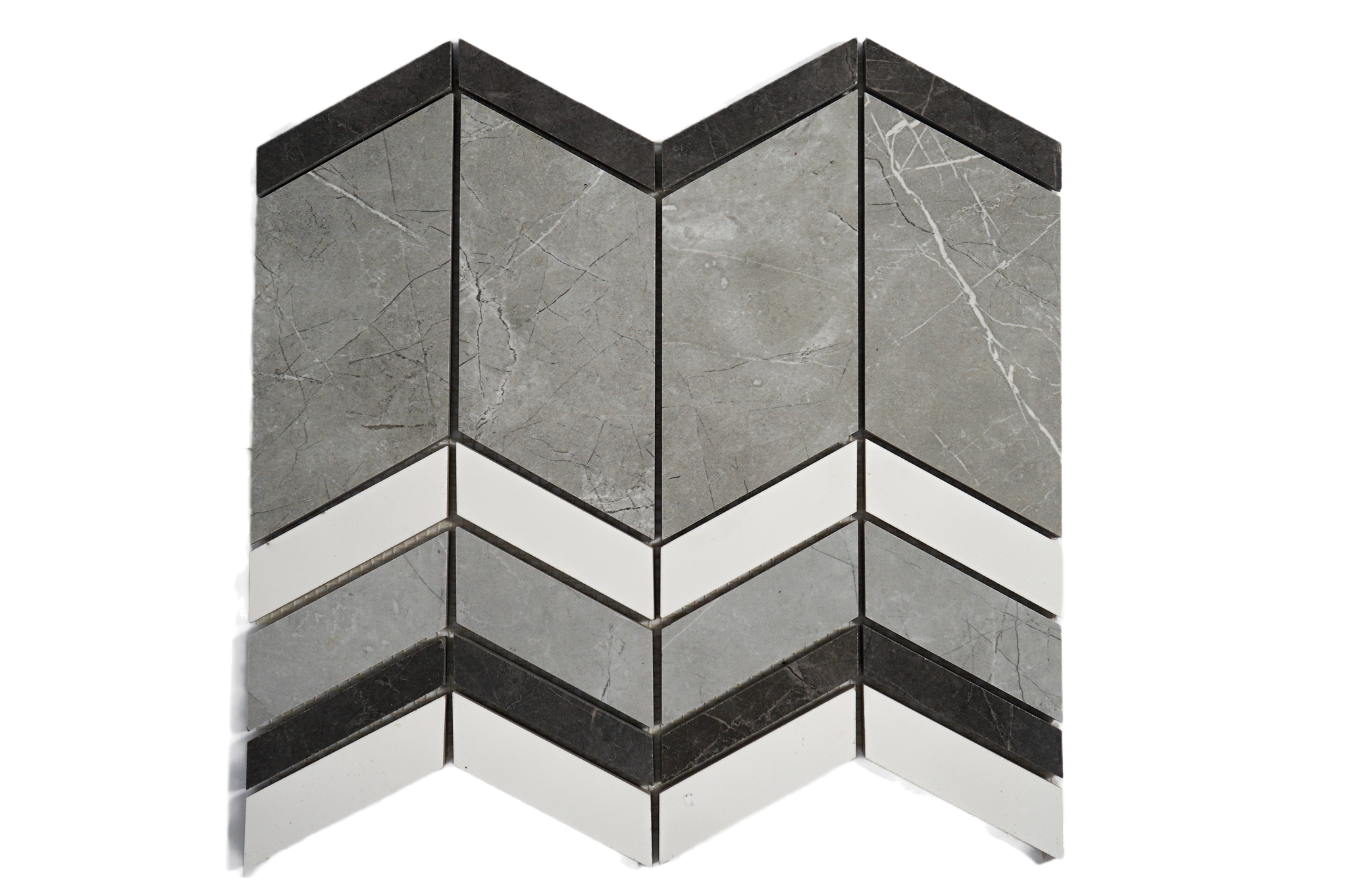 Chevron 1x3 Polished Gray Porcelain Mosaic Tile For Walls & Floors