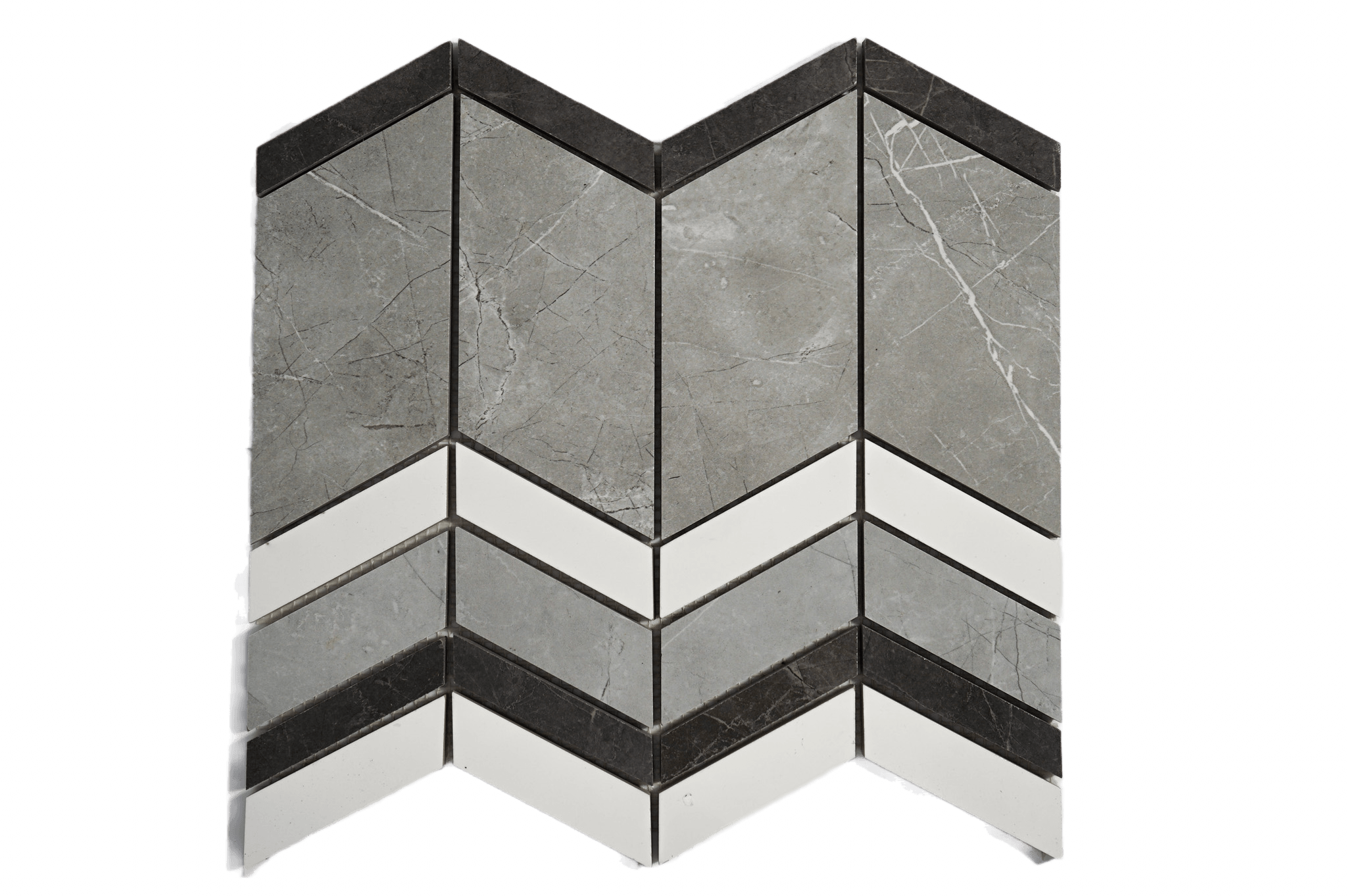 Chevron 1x3 Polished Gray Porcelain Mosaic Tile For Walls & Floors-Sample