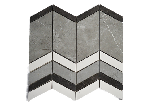 Chevron 1x3 Polished Gray Porcelain Mosaic Tile For Walls & Floors