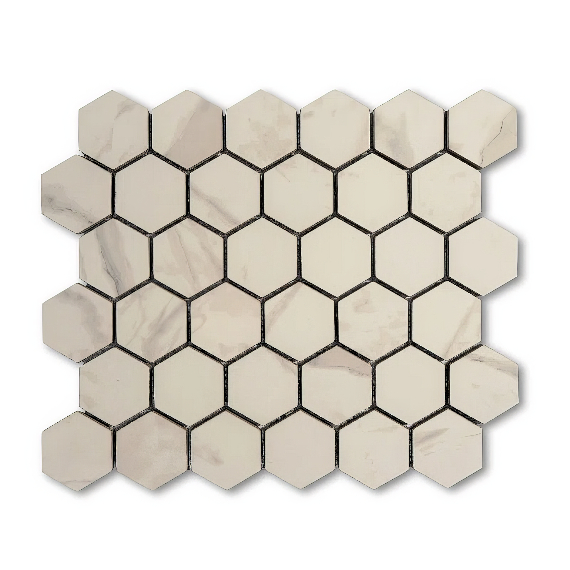 Calacatta 2-inch Hexagon Matte Porcelain Mosaic Tile For Walls & Floors