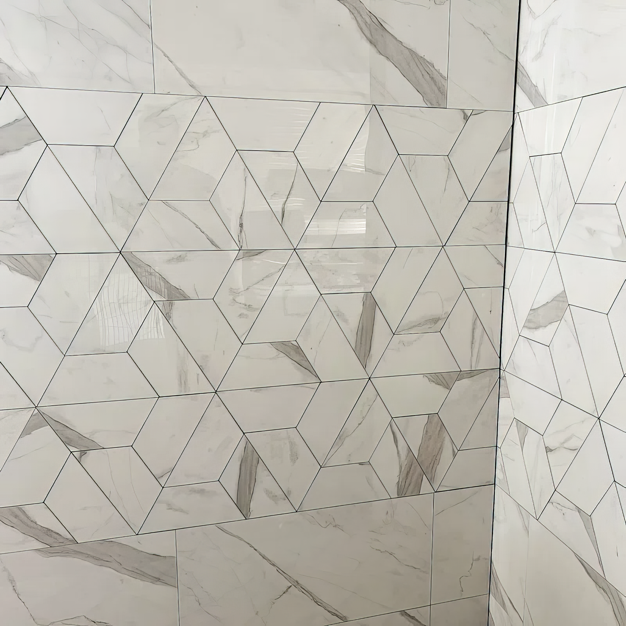 Delta Calacatta Polished White Porcelain Mosaic Tile For Walls & Floors