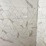 Delta Calacatta Polished White Porcelain Mosaic Tile For Walls & Floors
