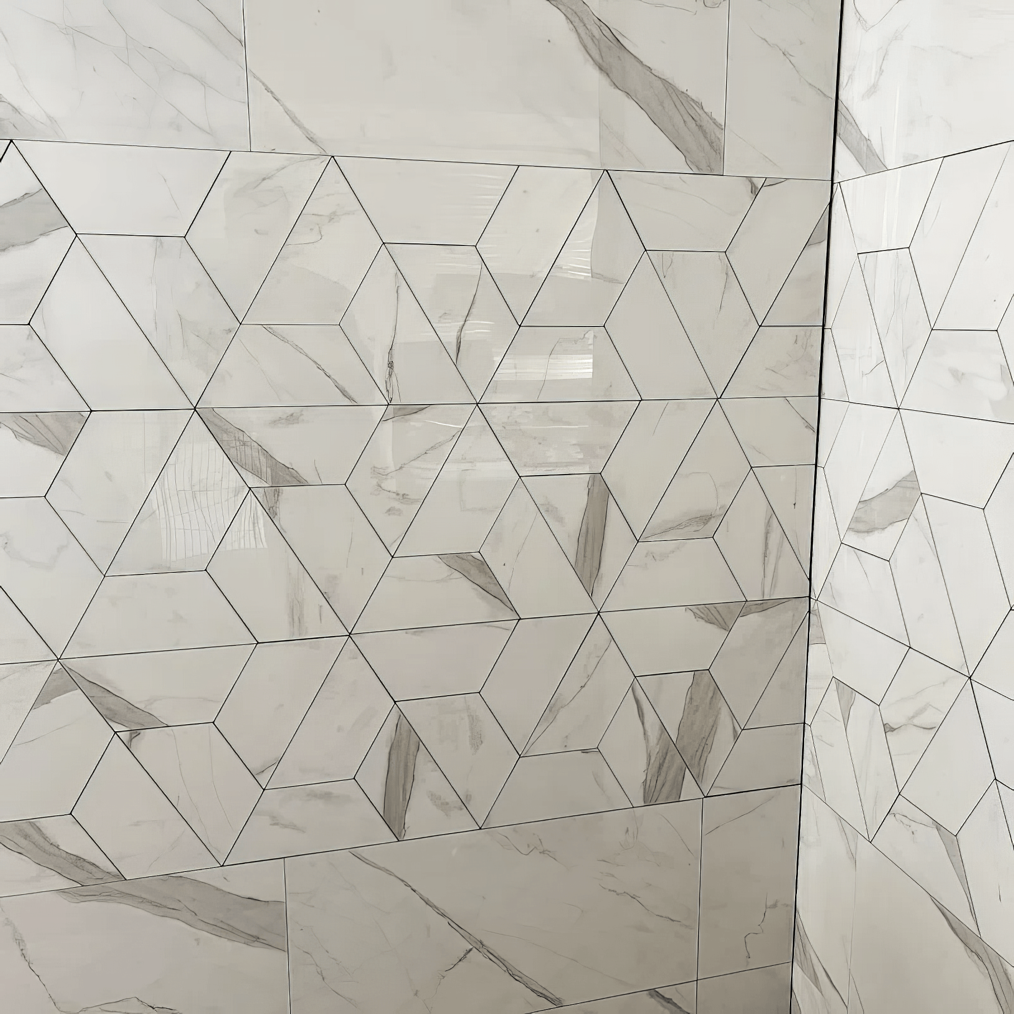 Delta Calacatta Polished White Porcelain Mosaic Tile For Walls & Floors-Sample