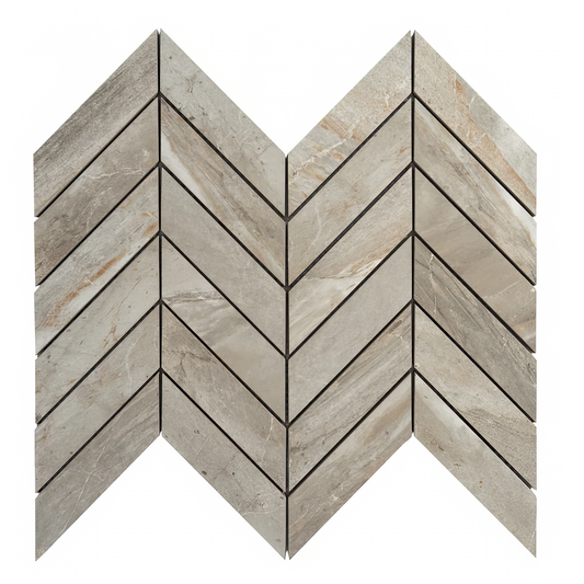 Chevron Gray Polished Porcelain Mosaic Tile For Walls & Floors
