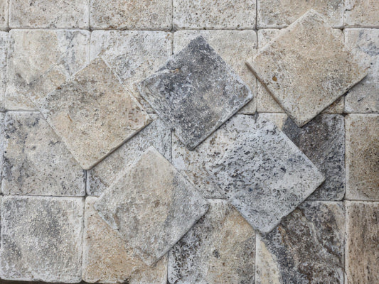 Travertine 4x4 Tumbled Silver Tile For Walls & Floors-Sample