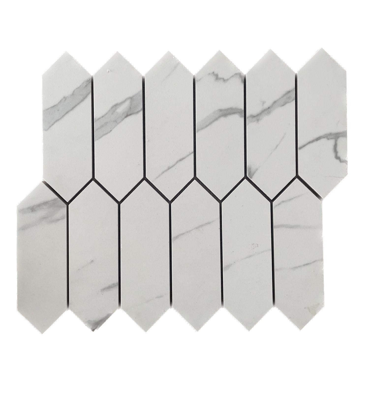 Picket Calacatta Matte White Porcelain Mosaic Tile For Walls & Floors