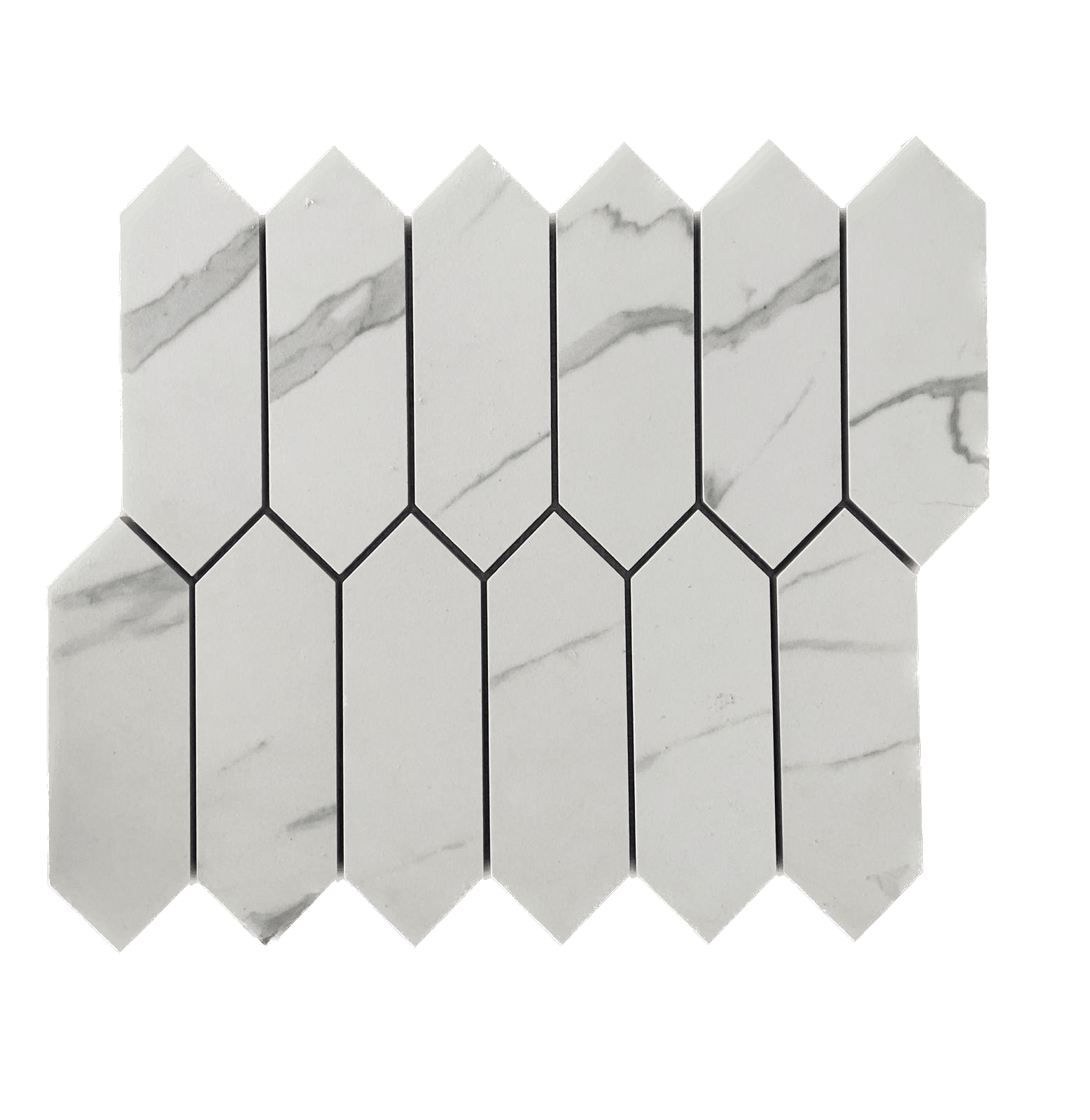 Picket Calacatta Matte White Porcelain Mosaic Tile For Walls & Floors-Sample