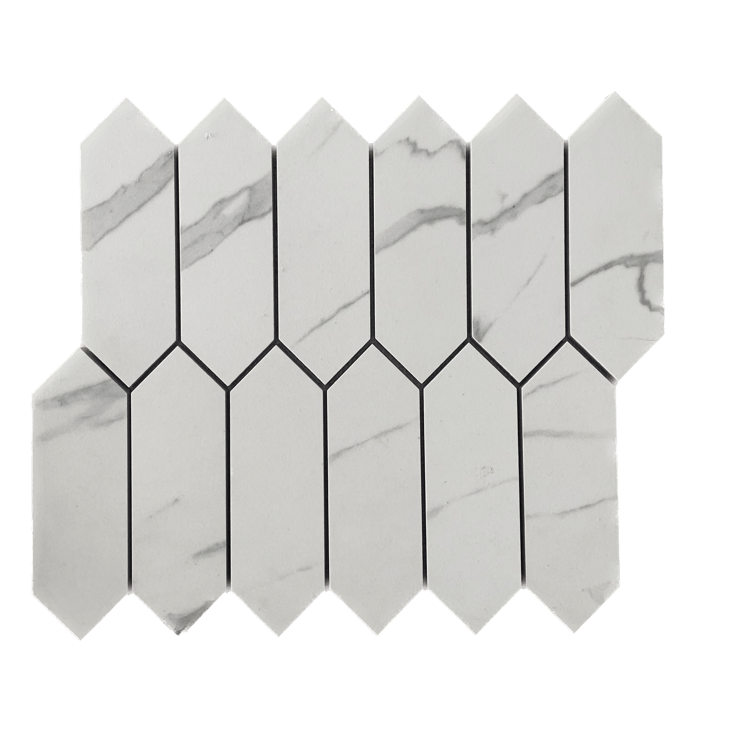 Picket Calacatta Matte White Porcelain Mosaic Tile For Walls & Floors-Sample