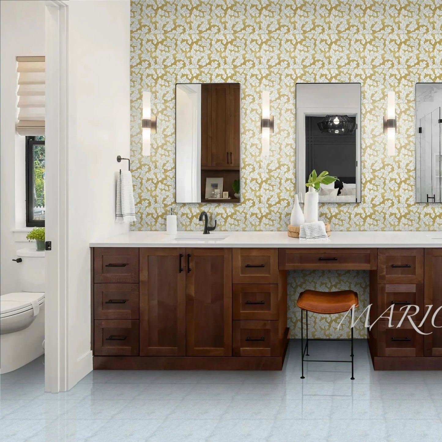 Acanthus - Leaf Engraved Bianco Marble Tile - MARICERA