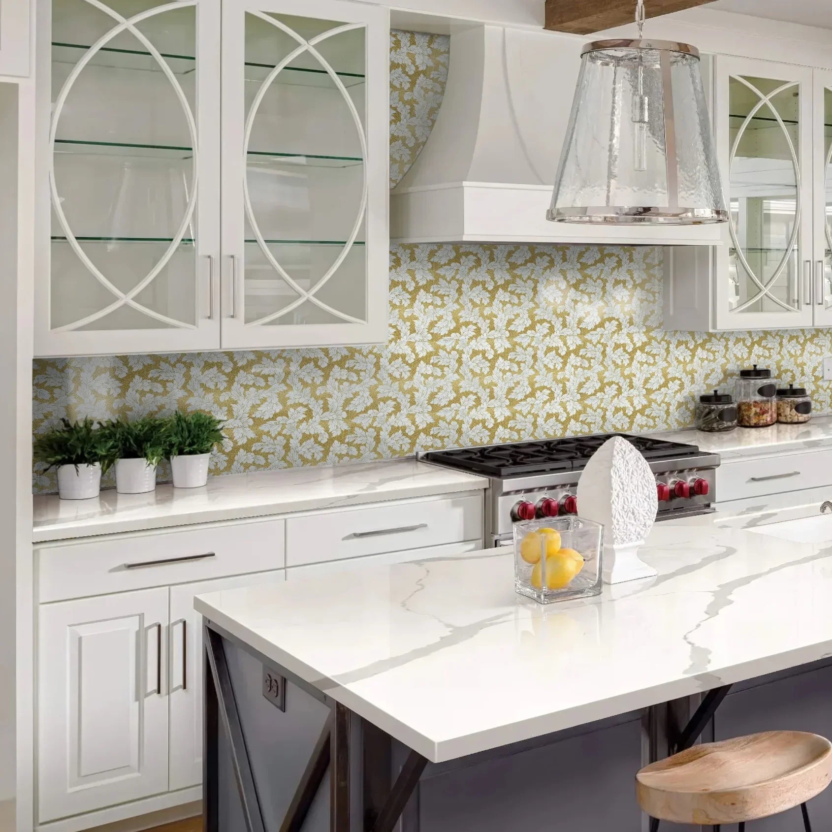 Acanthus - Leaf Engraved Bianco Marble Tile - MARICERA