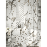 Arabesque Polished Calacatta Porcelain Waterjet Mosaic Tile For Walls & Floors - MARICERA