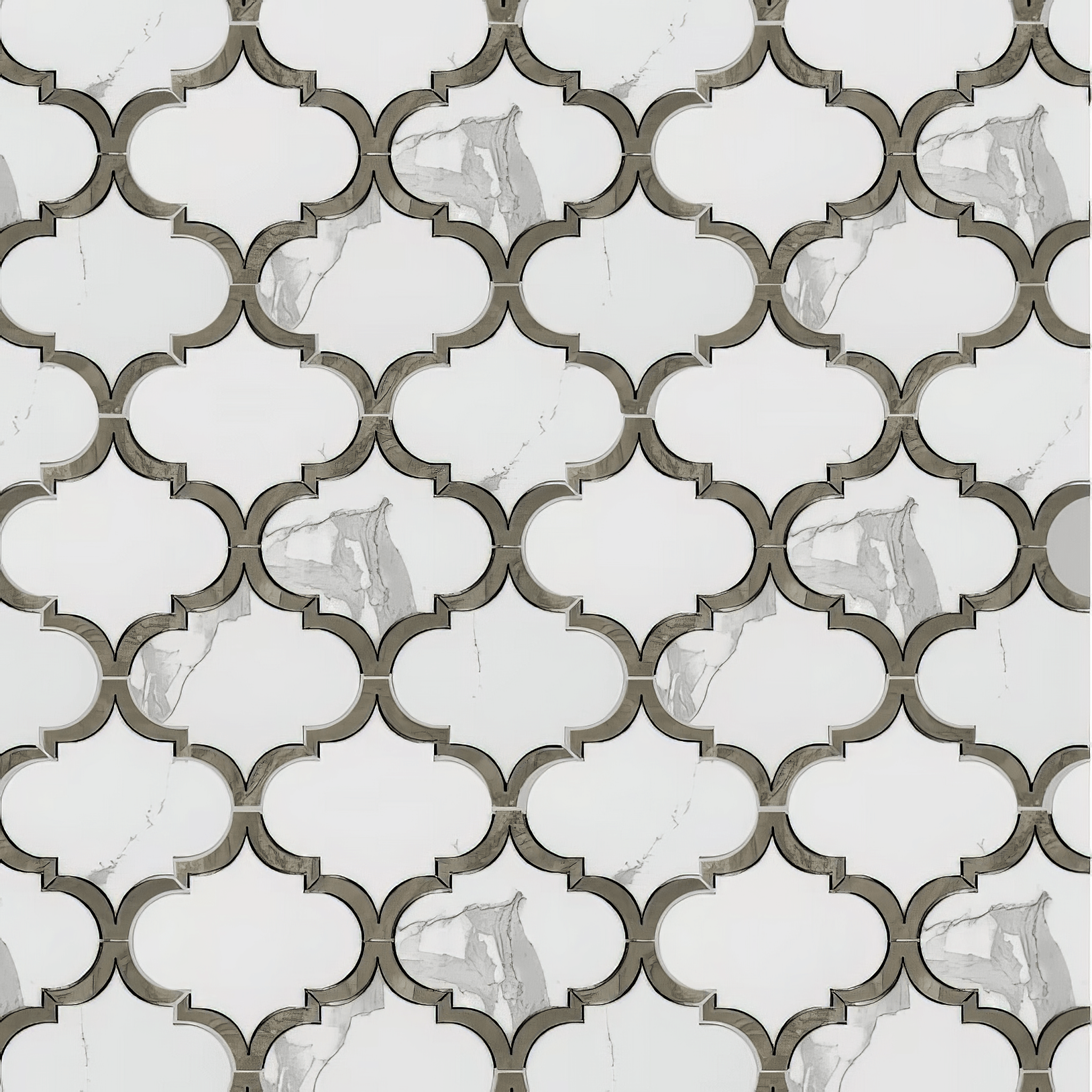 Arabesque Polished Calacatta Porcelain Waterjet Mosaic Tile For Walls & Floors - MARICERA