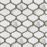 Arabesque Polished Calacatta Porcelain Waterjet Mosaic Tile For Walls & Floors - MARICERA