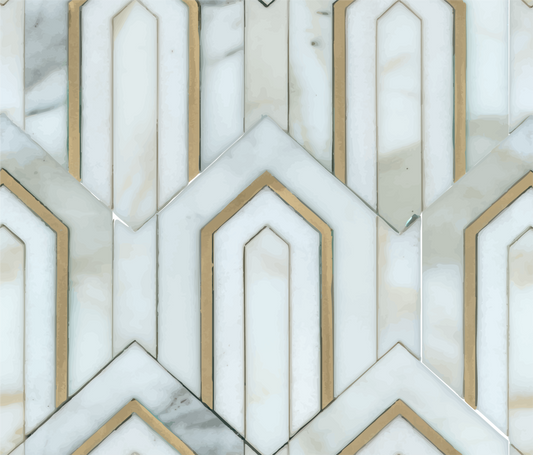 White Marble Arrow Polished Waterjet Mosaic Tile For Walls & Floors