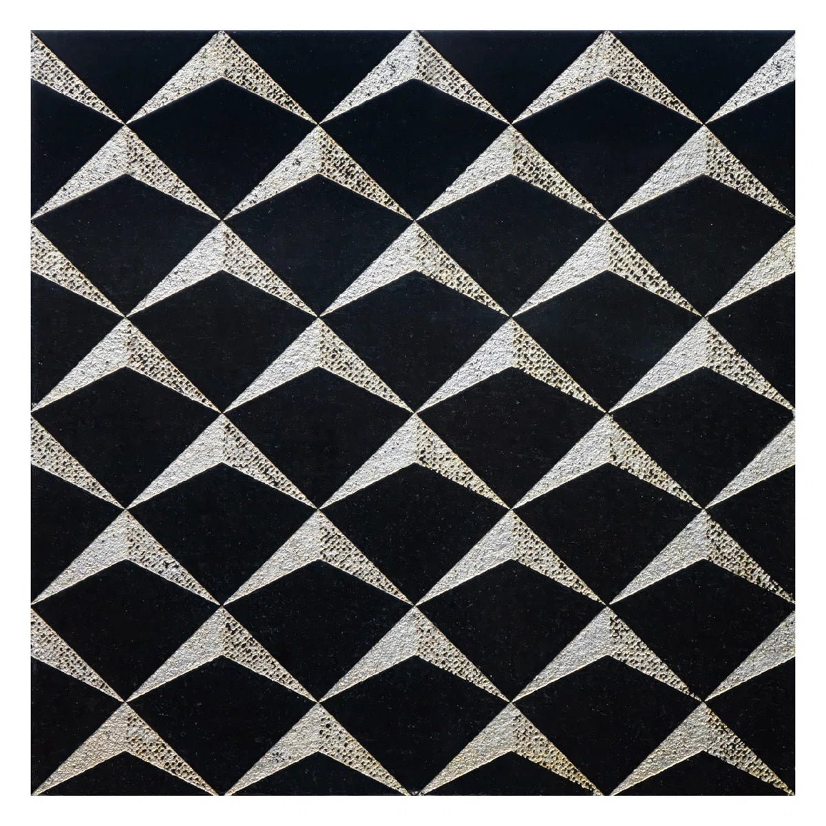 Ars - Silver Engraved Black Marble Tile - MARICERA