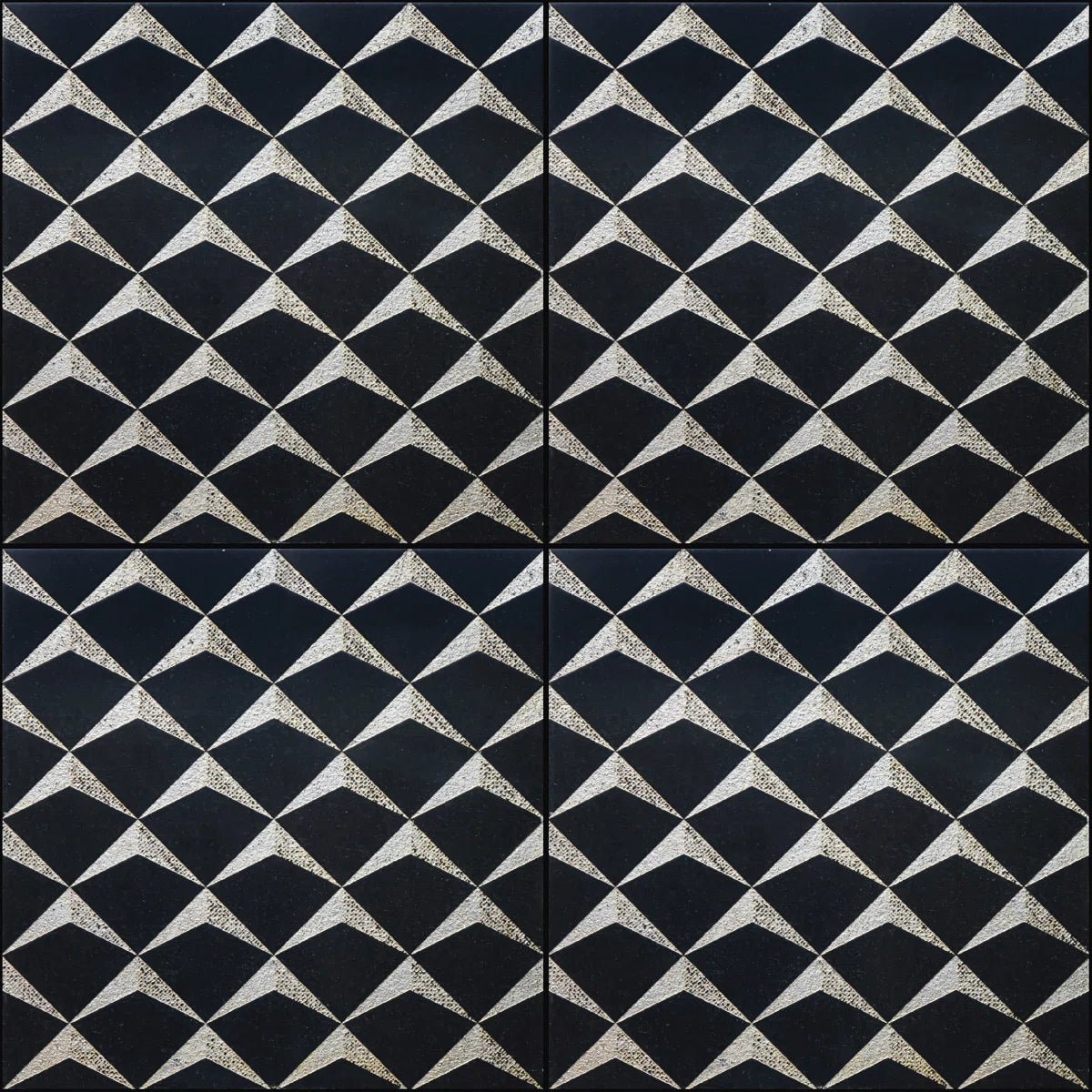 Ars - Silver Engraved Black Marble Tile - MARICERA