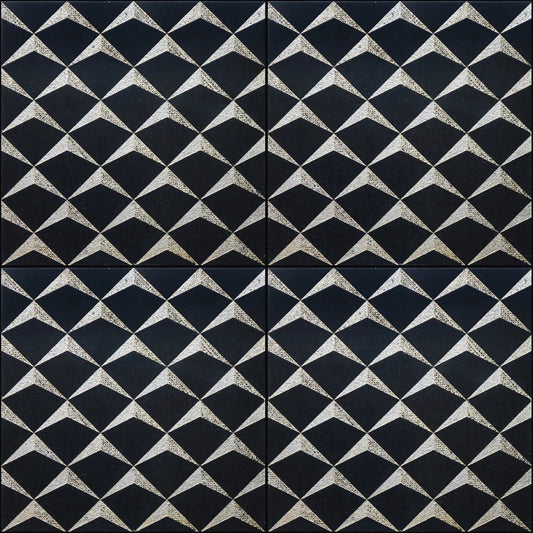 Ars - Silver Engraved Black Marble Tile - MARICERA
