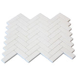 Bianco Dolomite 1x3 Herringbone Polished White Marble Mosaic Tile For Walls & Floors - MARICERA