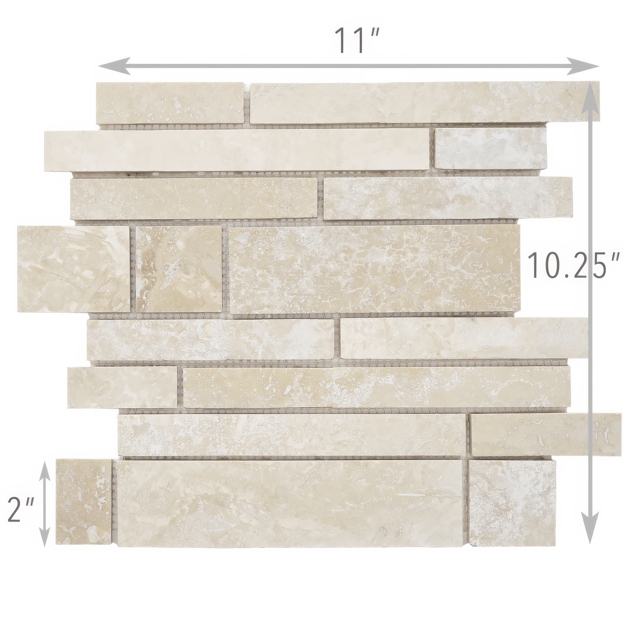 Brick Travertine Beige Honed and Filled Mosaic Tile For Walls & Floors - MARICERA