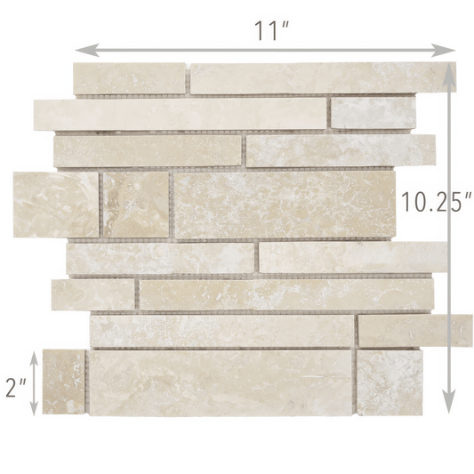 Brick Travertine Beige Honed and Filled Mosaic Tile For Walls & Floors - MARICERA
