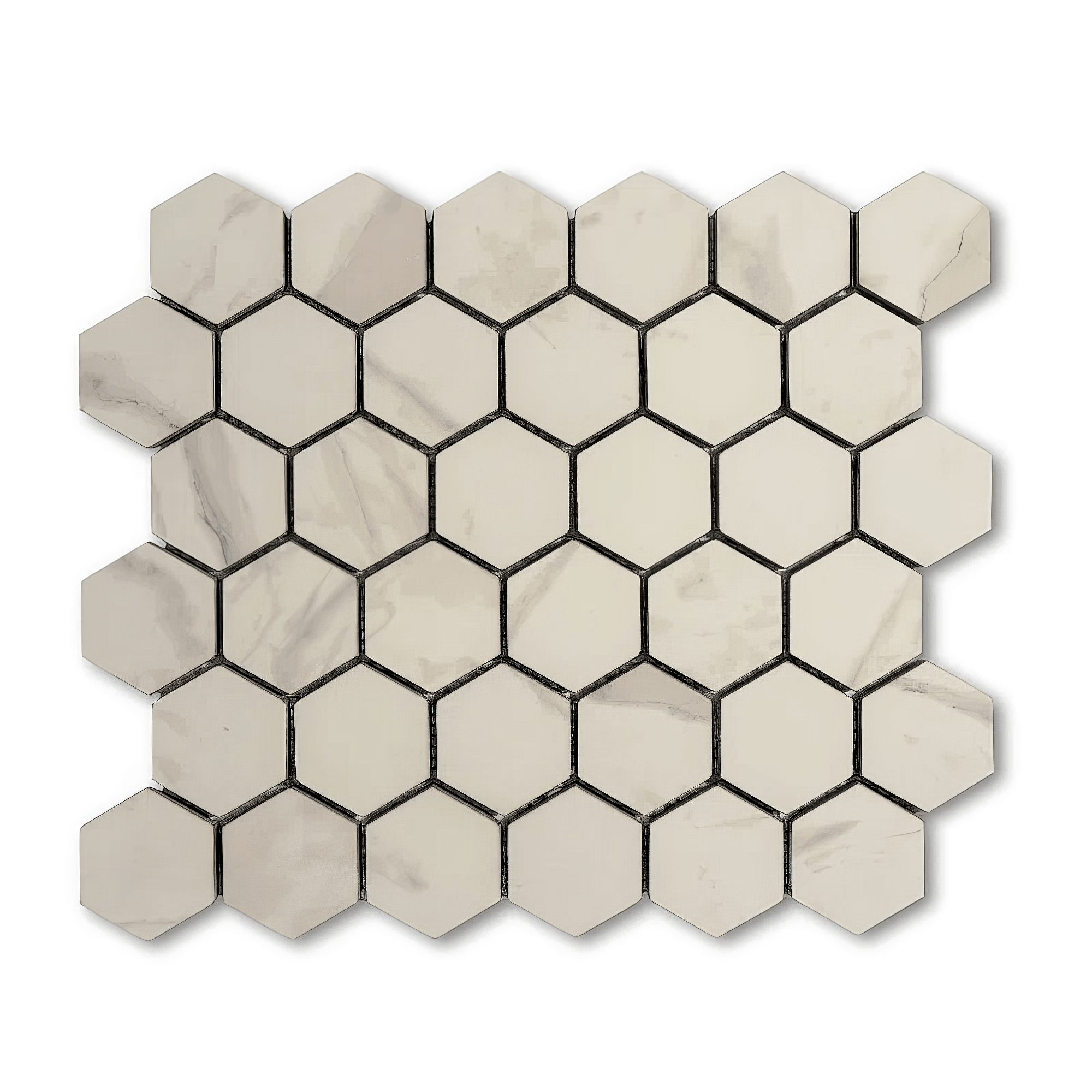 Calacatta 2 - inch Hexagon Matte Porcelain Mosaic Tile For Walls & Floors - MARICERA