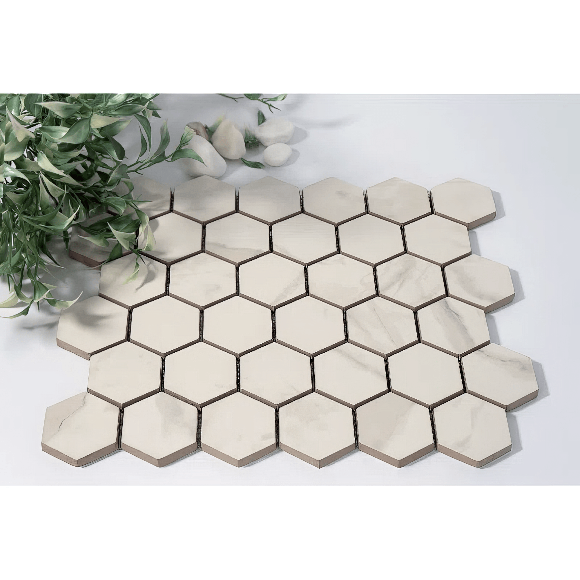 Calacatta 2 - inch Hexagon Matte Porcelain Mosaic Tile For Walls & Floors - MARICERA