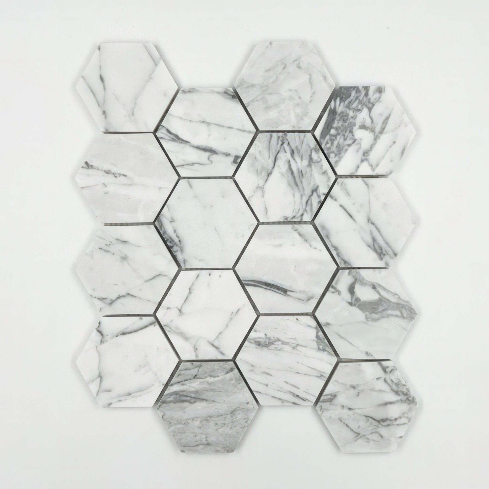 Carrara 3 - inch Hexagon Honed White Marble Mosaic Tile For Walls & Floors - MARICERA