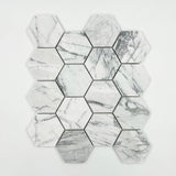 Carrara 3 - inch Hexagon Honed White Marble Mosaic Tile For Walls & Floors - MARICERA