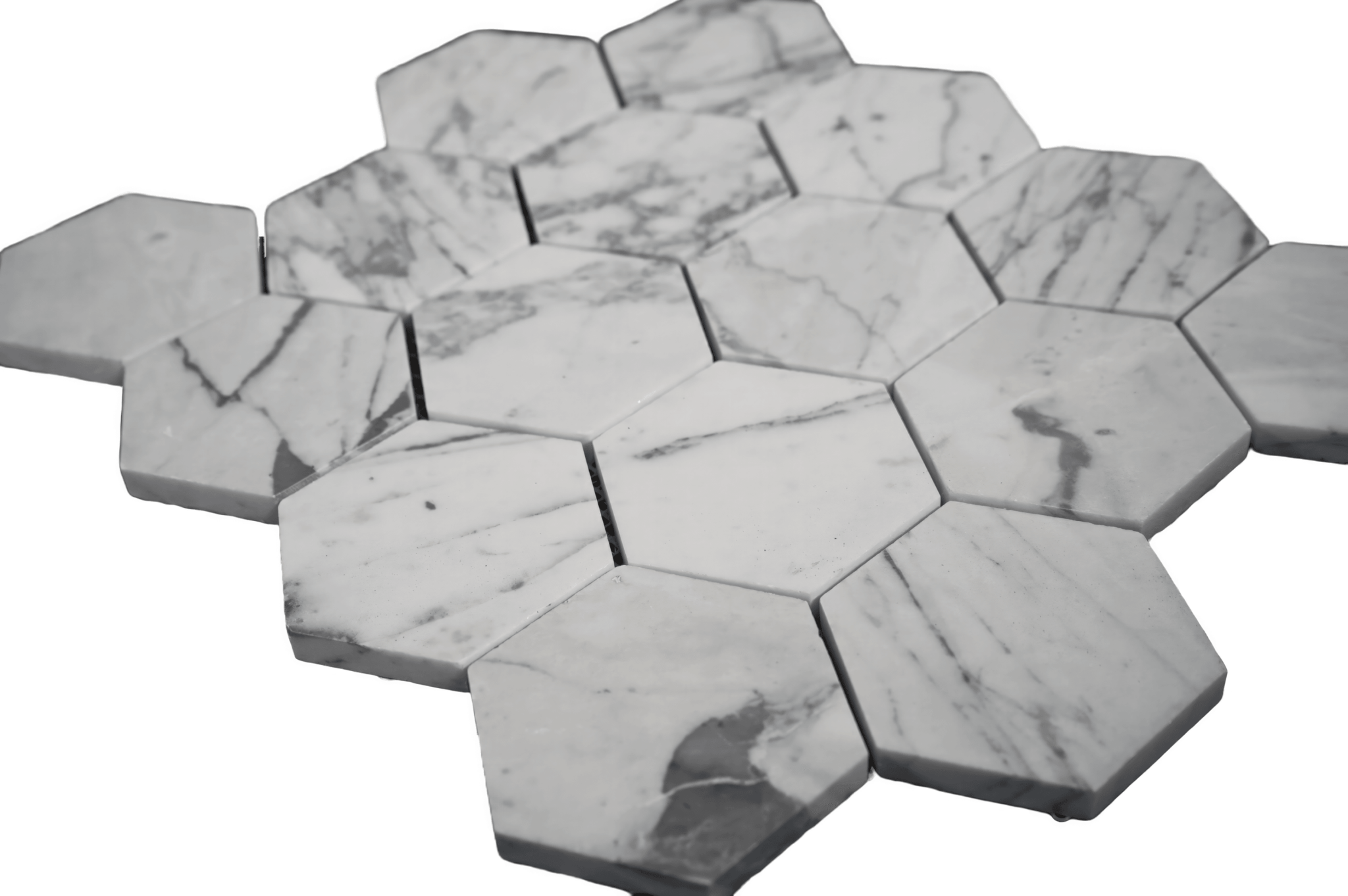 Carrara 3 - inch Hexagon Honed White Marble Mosaic Tile For Walls & Floors - MARICERA