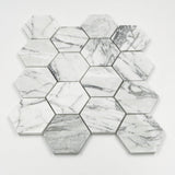 Carrara 3 - inch Hexagon Honed White Marble Mosaic Tile For Walls & Floors - MARICERA