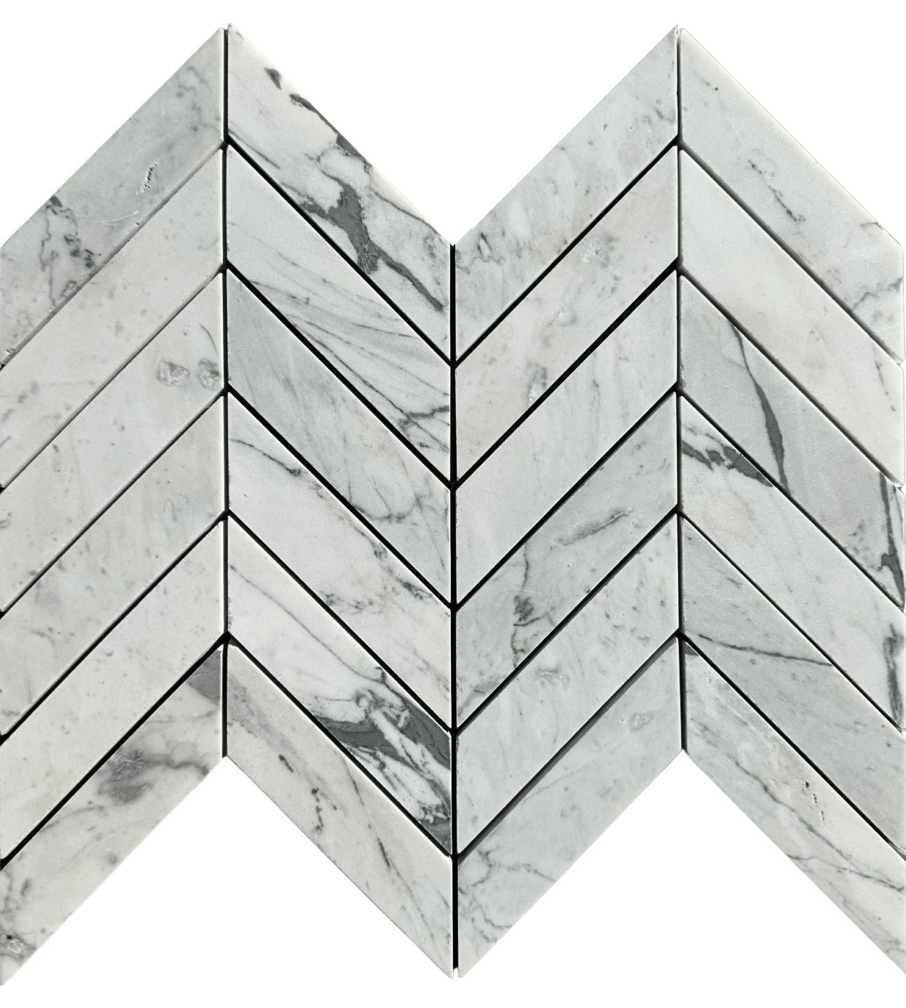 Carrara Chevron Honed White Marble Mosaic Tile For Walls & Floors - MARICERA