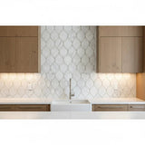 Carrara Luxe Polished White Marble Waterjet Mosaic Tile For Walls & Floors - MARICERA