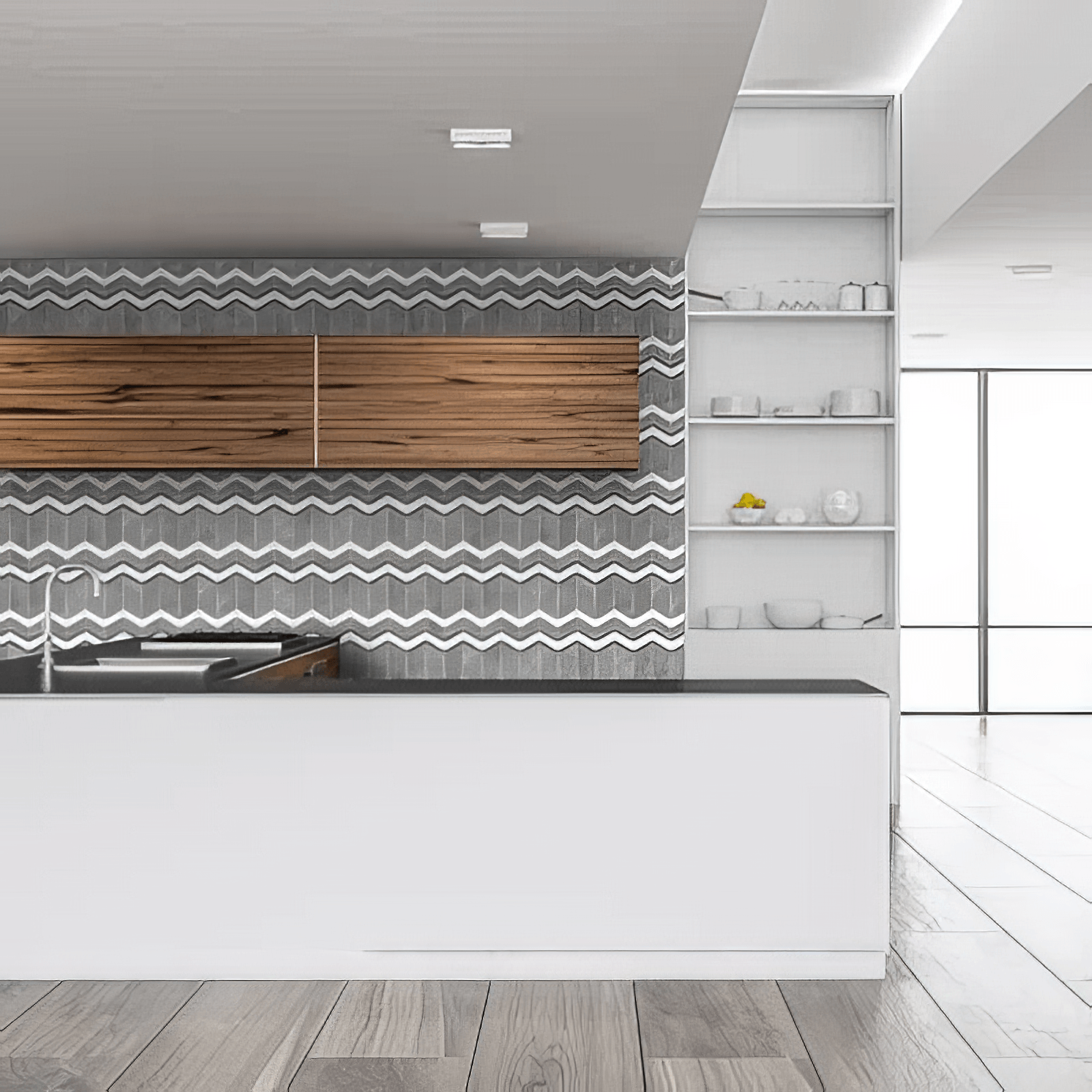 Chevron 1x3 Polished Gray Porcelain Mosaic Tile For Walls & Floors - MARICERA