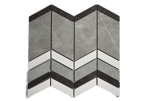Chevron 1x3 Polished Gray Porcelain Mosaic Tile For Walls & Floors - MARICERA