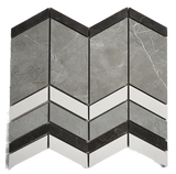 Chevron 1x3 Polished Gray Porcelain Mosaic Tile For Walls & Floors - MARICERA