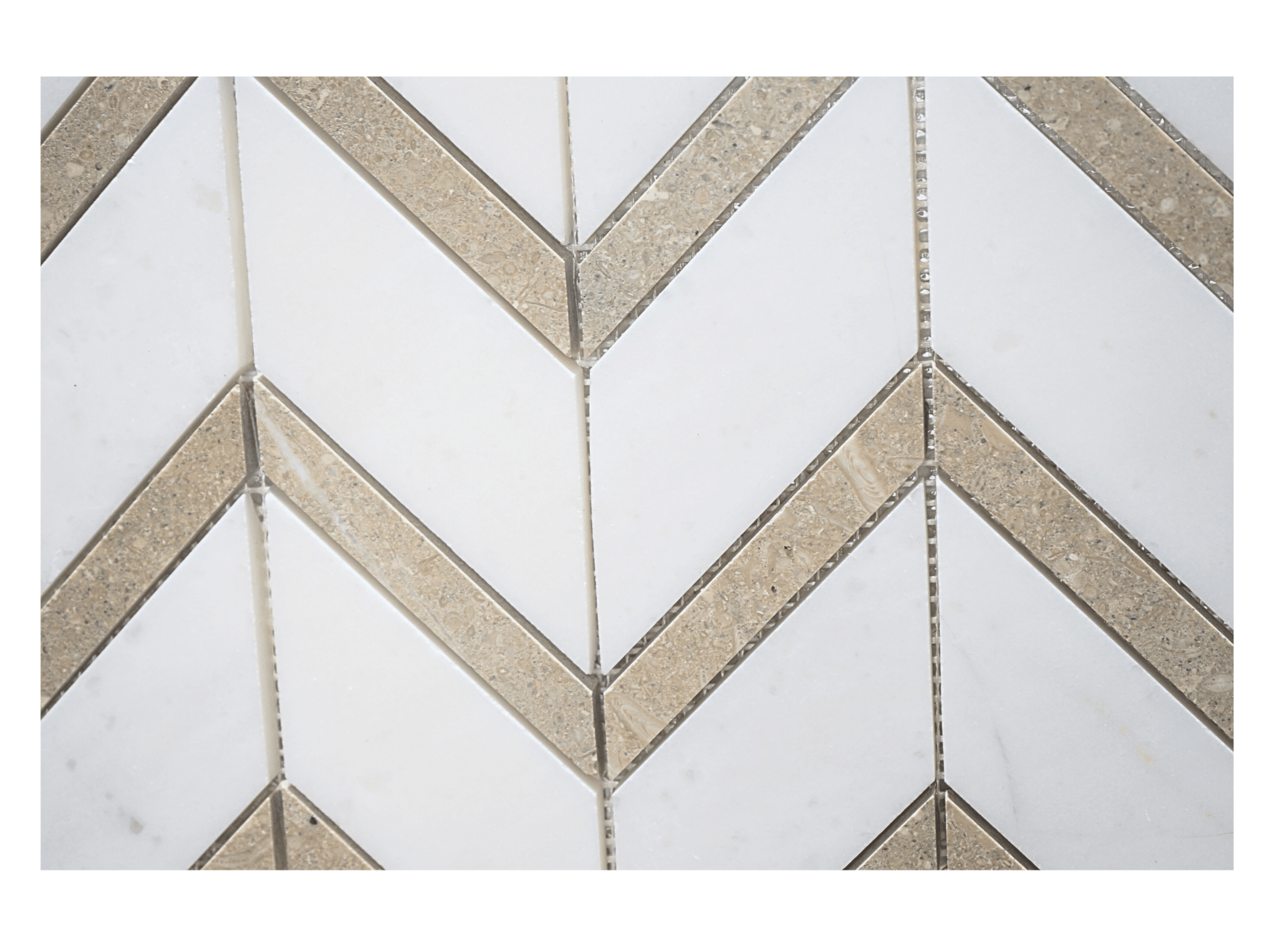 Chevron Glacier White Honed Marble Mosaic Tile For Walls & Floors - MARICERA