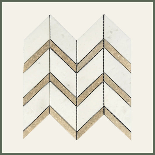 Chevron Glacier White Honed Marble Mosaic Tile For Walls & Floors - MARICERA
