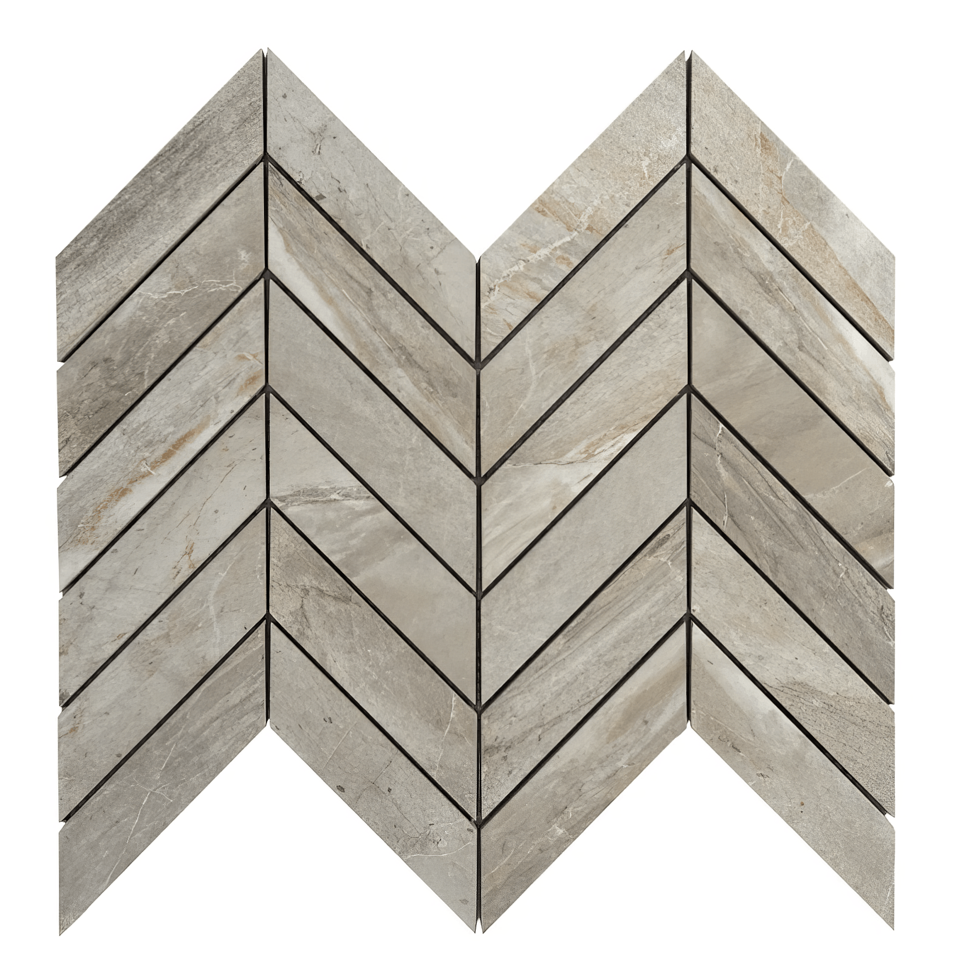 Chevron Gray Polished Porcelain Mosaic Tile For Walls & Floors - MARICERA