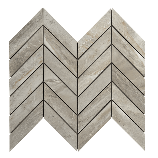 Chevron Gray Polished Porcelain Mosaic Tile For Walls & Floors - MARICERA