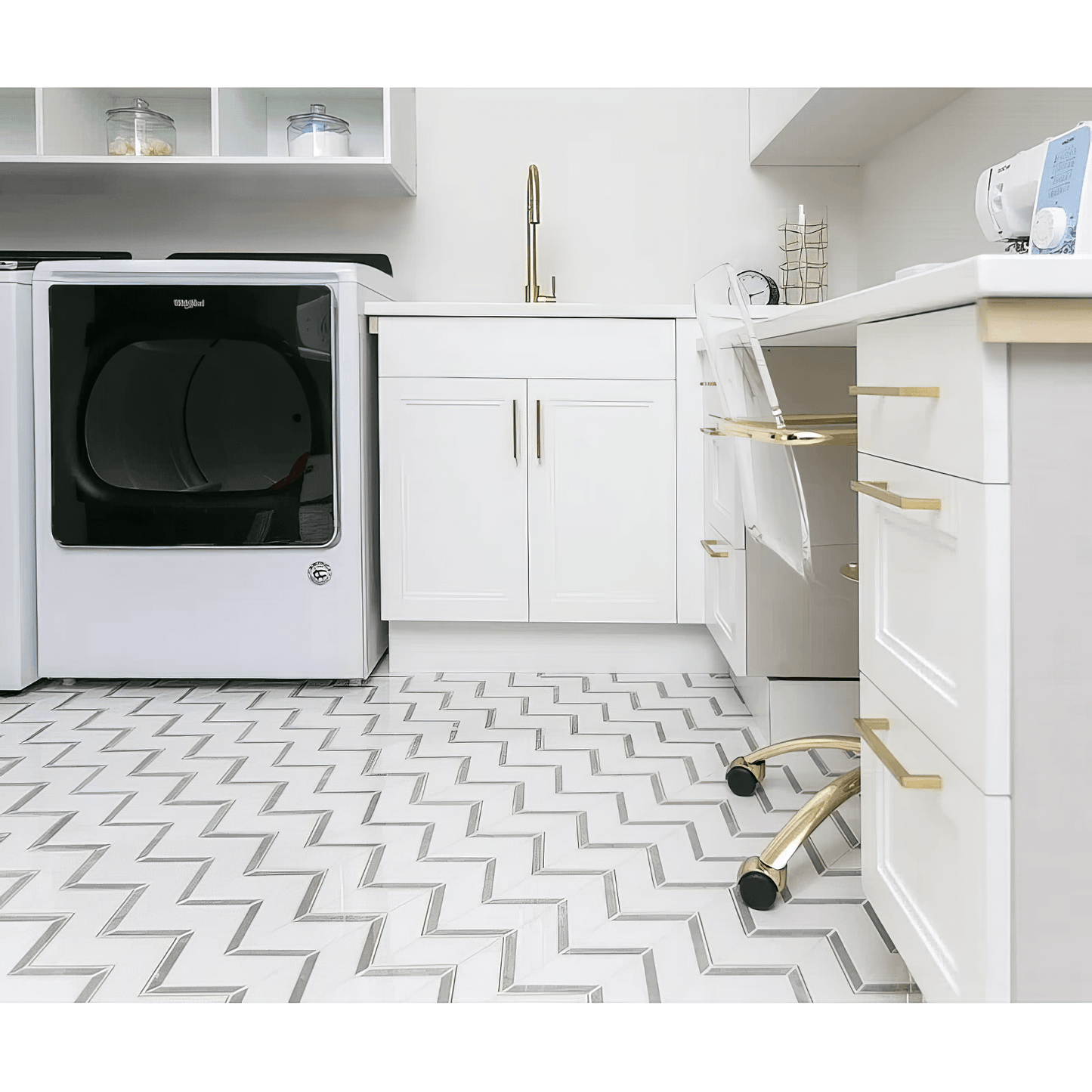 Chevron Polished Porcelain Mosaic Tile For Walls & Floors - MARICERA