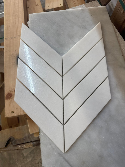 Chevron Thasos Marble Tile - MARICERA