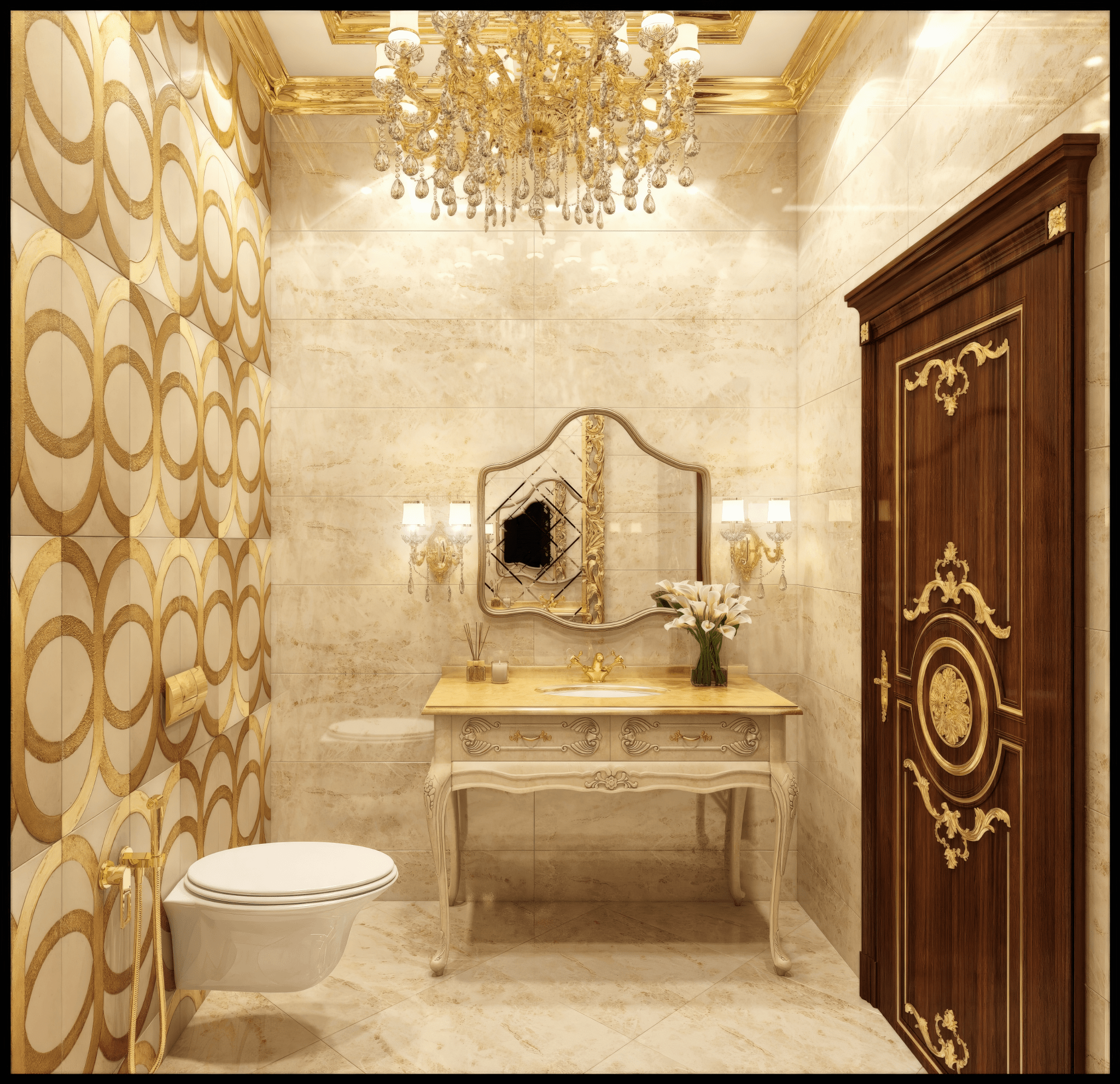 Circle 12x24 Etched Marble Tile For Walls & Floors - MARICERA