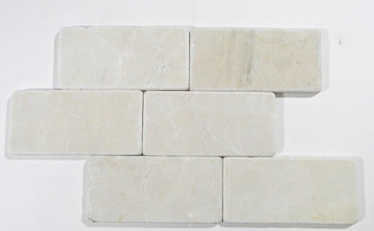 Crema Beige 3x6 Tumbled Marble Tile For Walls & Floors - MARICERA