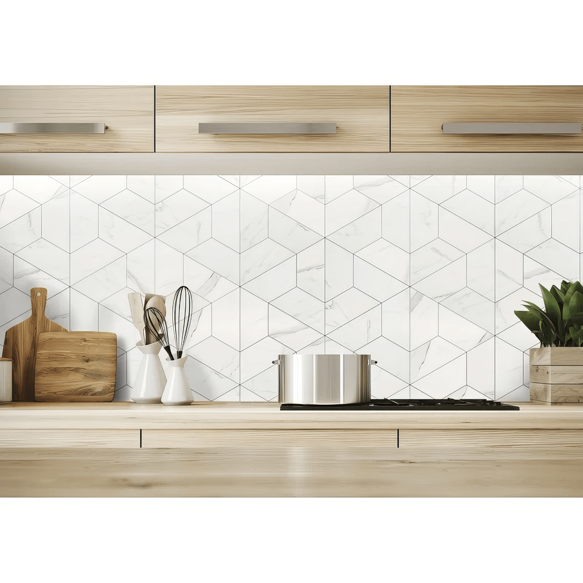 Delta Calacatta Polished White Porcelain Mosaic Tile For Walls & Floors - MARICERA
