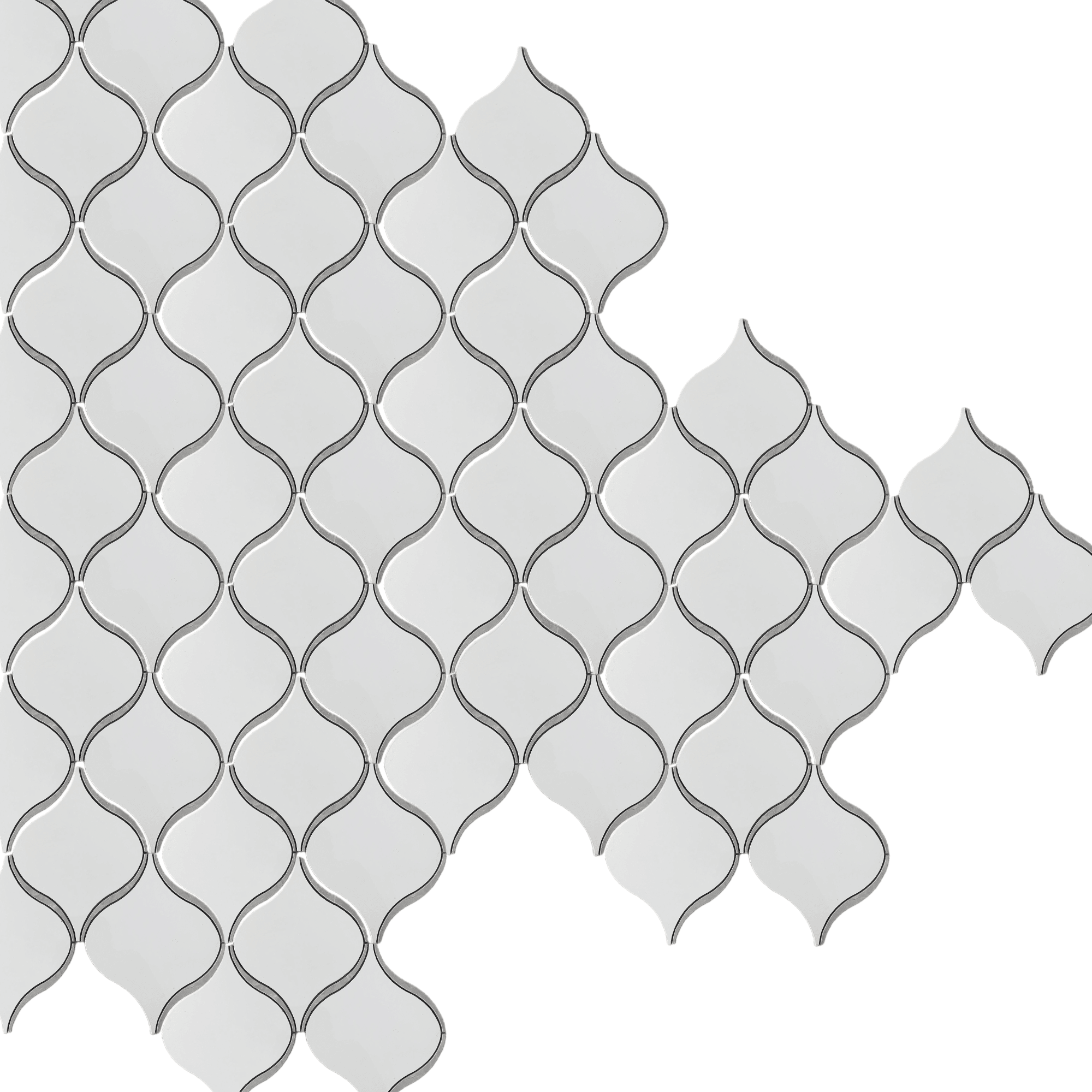 DLM Polished White and Gray Porcelain Mosaic Tile For Walls & Floors - MARICERA