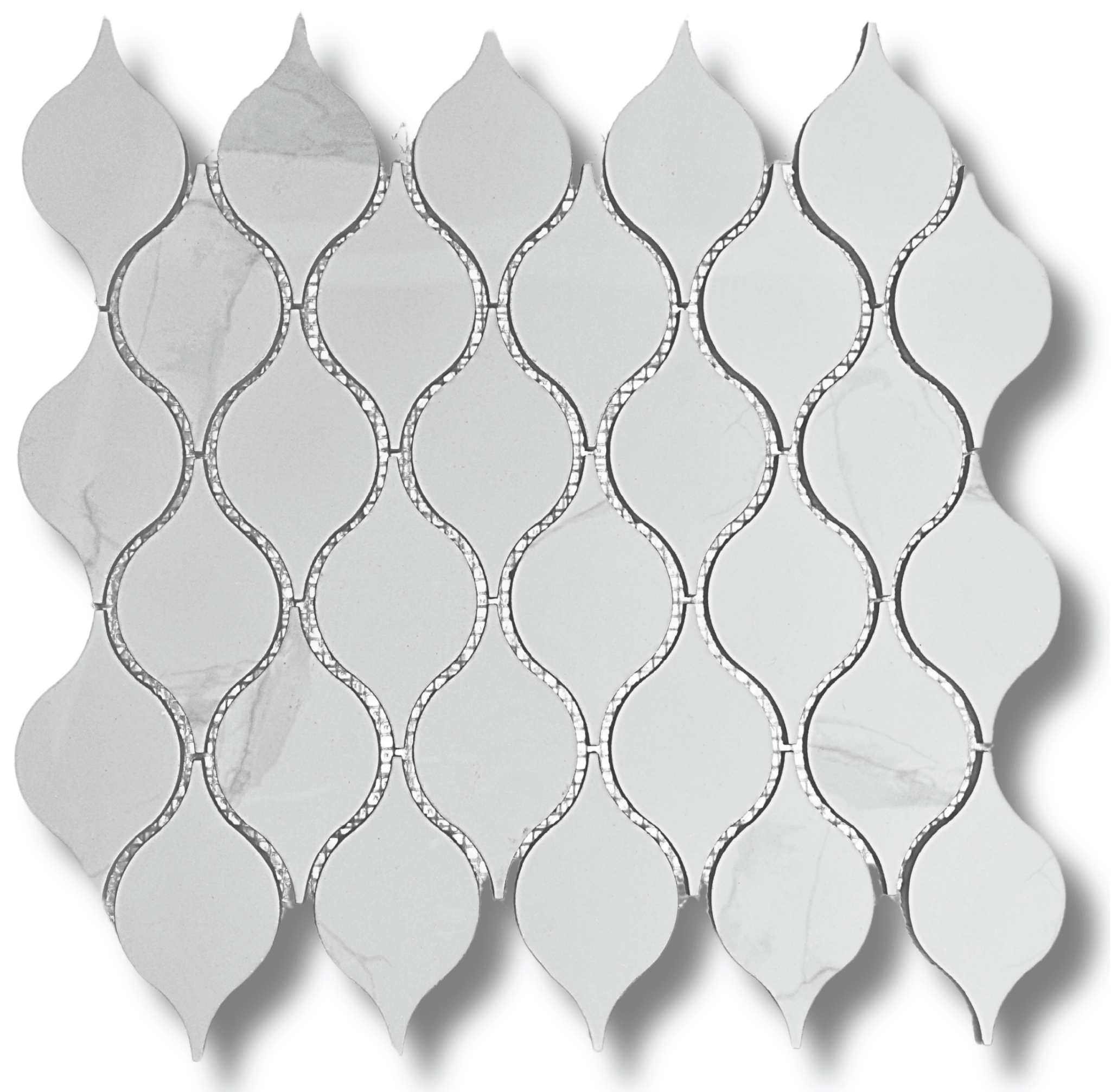Drop Calacatta Polished White Porcelain Mosaic Tile For Walls & Floors - MARICERA
